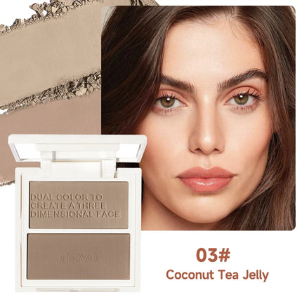 2 in 1 Highlighter & Contour Palette - Matte & Shimmer, Long Lasting, Non-Greasy, Vitamin E, For All Skin Tones