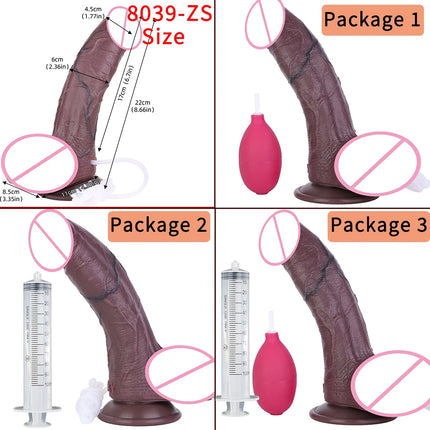 SXXY 8 Styles Double Layer Soft Silicone Squirt Dildo Strong Suction Cup Realistic Ejaculating Butt Plug анальная пробка Sex Toy