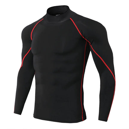 Men's Workout Compression Shirt Turtleneck Long Sleeve Rash Guard Gym Base Layer Athletic Undershirt Gear Sports Shirt