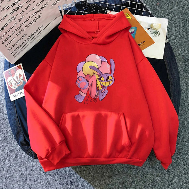 Digital Circus Jax Hoodie Fashion Women Aesthetic Graphic Kawaii Rabbit Hug Balloons Hoodies Unisex Cartoon Pullover Sweatshirts