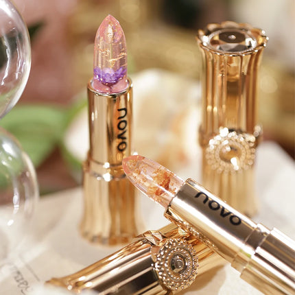 Jelly Crystal Flower Lipstick, Long Lasting Nourishing Moisturizing Anti-Chapped Lip Balm, Temperature Color Changing Lip Gloss