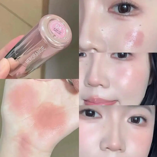 Face Liquid Blusher Smooth Cheek Eye Mousse Blush Matte Glitter Highlighter Stick Rouge Waterproof Contour Makeup