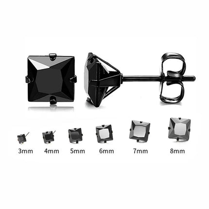 3-8mm Small Black Silver Color Earrings Stone CZ Crystal Ear Studs Surgical Steel Cubic Zirconia Helix Earring Women Accessories