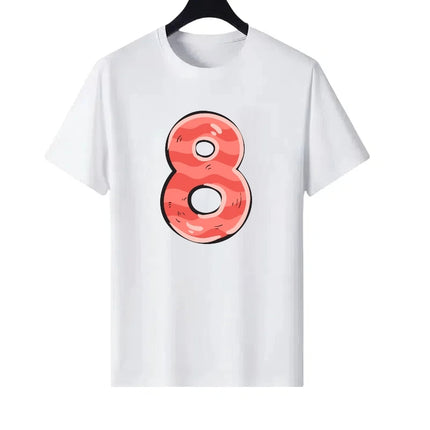 Letter Number Woman Black Summer Round Neck Parent-child Clothing Family Tops Unisex Comfort Short Sleeves T-Shirt Men Blouses