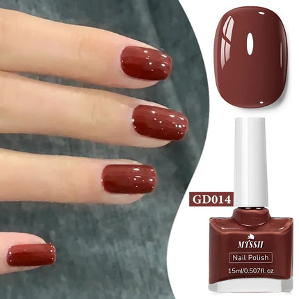 Mtssii 15ml Water-Based Nail Polish Quick Drying,Nude Glitter Red Nail Varnish,Odorless,Durable,Peelable,No-bake Nail Polish