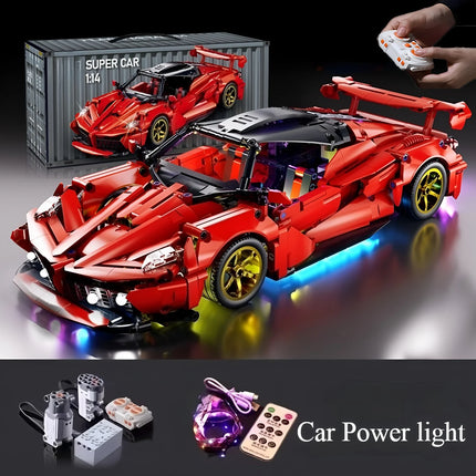 1:14 Red building block sports car RC toy, car building block toy, birthday gift, sports car model DIY, children's gift