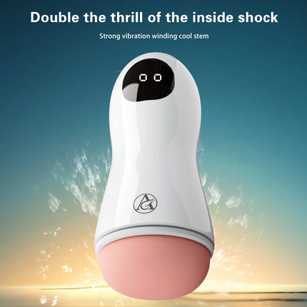 Masturbator Cup Vibration Automatic Male Blowjob Real Vagina Pocket Pussy Vibrating Bullet Penis Oral Adults Sex Toys For Man