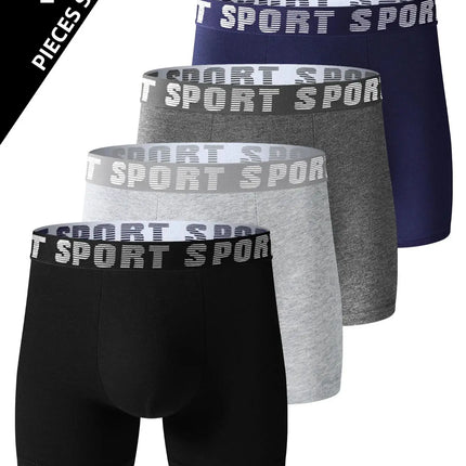 4 pieces of men's sports underwear, soft, breathable and comfortable sweatpants, fashionable and personalized long briefs