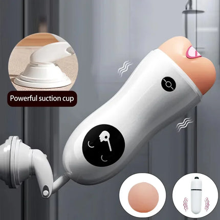 Male Mastubator Real Vaginia Vibration Penis Trainer Suction Cup Pocket Soft Pussy Machine Masturbation Cup Adult Sex Toy 18+
