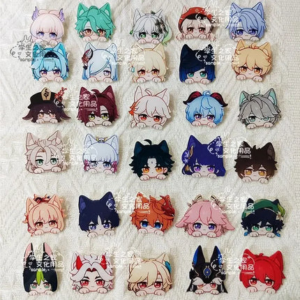 Game Impact Fontaine Neuvillette Wriothesley Rabbit Ears Small Hands Acrylic Badge Backpack Button Brooch Accessories Gifts
