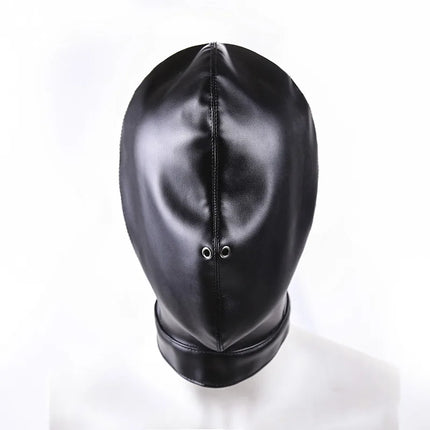 PU Leather Bondage Mask Full Head Hood Blindfold BDSM Fetish Roleplay Slave Harness Sexy Adult Sex Toys for Women Men Couples