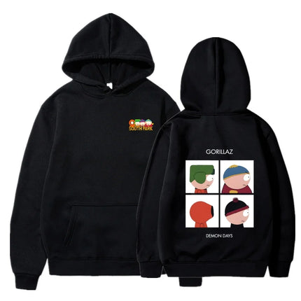 South Park Anime Pattern Hoodie Fashion Warm Coat Men's Autumn and Winter Season Hoodie Street Black Long Sleeve Hoodie
