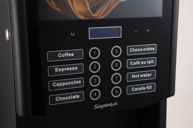 2026 New Smart Model Sapoe 8 Selection Hot Drinks Instant Coffee Vending Machine Commercial Fully Automatic Coffee Machine for Ho