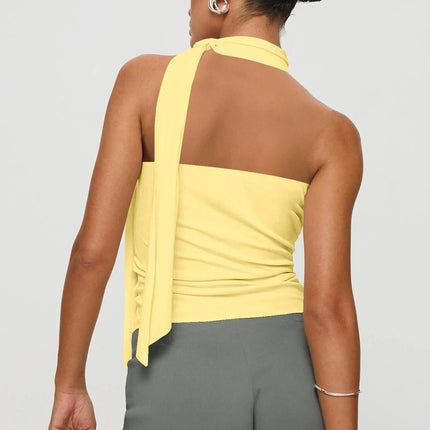 Women Sexy And Elegant Sleeveless High Neck Slim Fit Vest Nightclub Street Style New White Strap Casual Upper Outer Garment