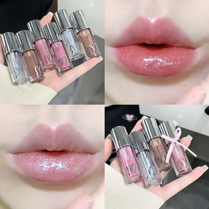 Cute Sparkling Mirror Lipstick Moisturizing Sexy Pink Shining Lips Gloss Long Lasting Lip Tint Makeup Jelly Glaze Cosmetics
