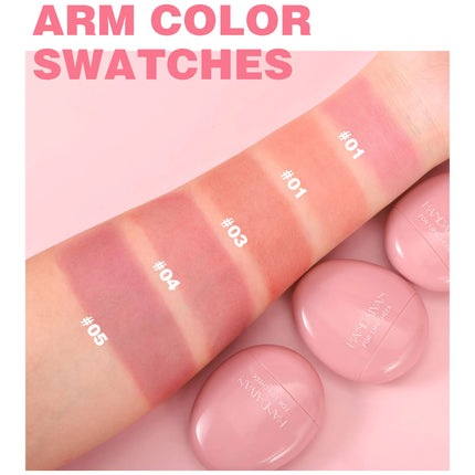 HANDAIYAN 5-Color Matte Pink Pebble Blush Waterproof & Sweat-Resistant Easy Application Dual-Use for Lips & Cheeks