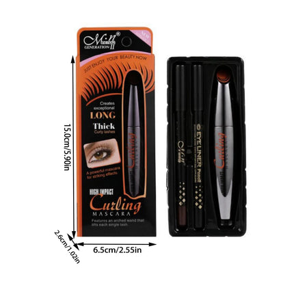 4D Mascara Black Eyelash Eyeliner Pencil Set Waterproof, Stain Resistant, Durable, Free Of Peeling, Natural And Caking