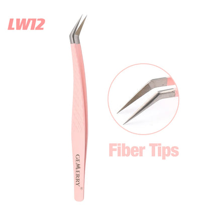Gemerry Eylashes Tweezers Professional Eyelash Extensions Eyebrows Stainless Steel Fiber Tips Anti-Static Tweezers Tools Makeup