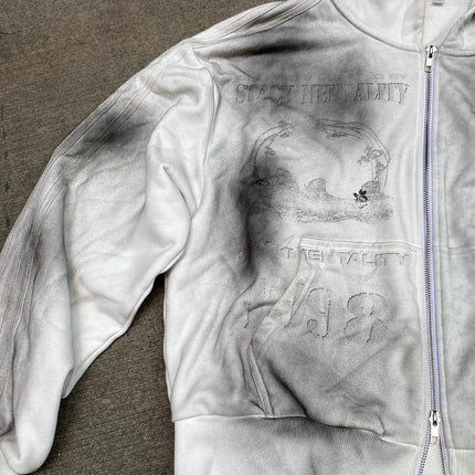 2026 Vintage Distressed Hip Hop Tracksuit Unisex Hoodie + Loose Retro Casual Pants Set Streetwear Trendy