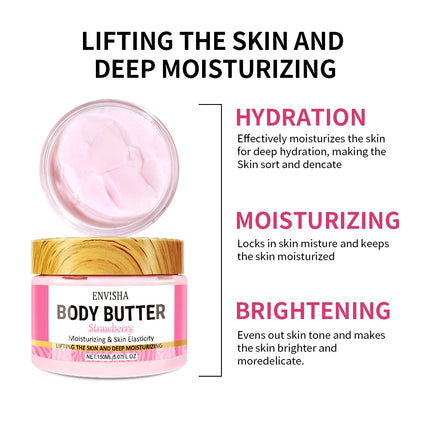 Skin Care Strawberry Face and Body Butter Lotion Cream: Whitening, Deeply Moisturizing, Brightening, Melanin Removal, Elasticity, Lifting