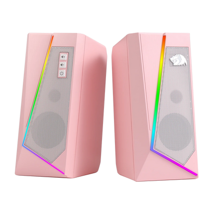 Redragon GS520 RGB Desktop Speakers, 2.0 Channel PC Stereo Speaker with 6 Colorful LED Modes, Enhanced Sound, White/Pink