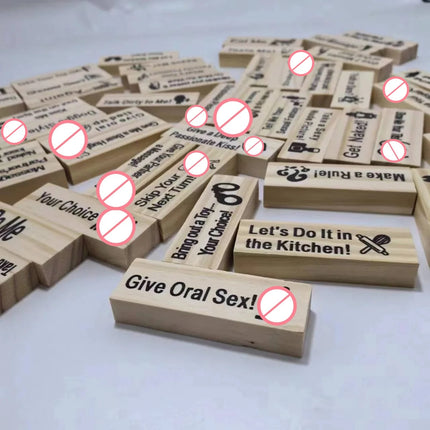 English and French 48pcs Couple Flirting Building Block Game Stacking Tower Game Adult Party Entertainment Spanish SM Product- BDSM