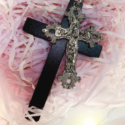 Gothic Big Zircon Cross Necklace Unisex Y2K Irregular Goth Large Cross Pendant Necklaces  for Men Women Couple Necklace Jewelry