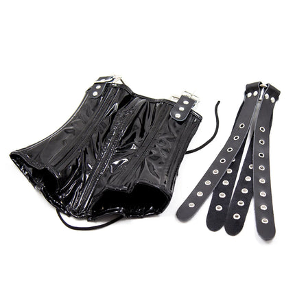 PU Leather Neck Corset Collar Restraint Bondage Locking Roleplay Face Cover Mouth Slave Adult Sex Toys for Couples SM Costume