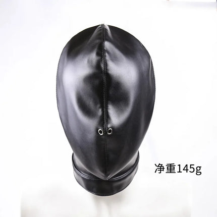 PU Leather Bondage Mask Full Head Hood Blindfold BDSM Fetish Roleplay Slave Harness Sexy Adult Sex Toys for Women Men Couples