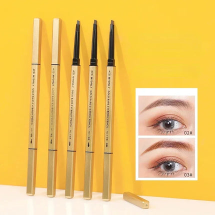 Gold Bar Double Ended Eyebrow Pencil - Ultra Fine 0.5mm Triangle Tip Waterproof & Smudge-proof for 3D Natural Brows