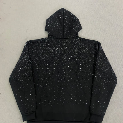 Gothic Rhinestone Inlaid Hoodie Solid Color Oversized Casual Jacket Trendy BF Style Fashion for Men And Women