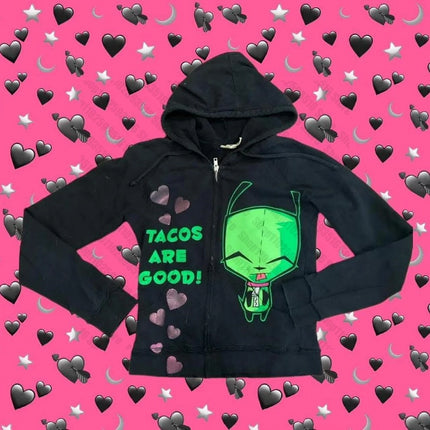 Hood Clothing Female Women Hoodies Y2k Winter Clothes Women Sweatshirts Top Sweatshirt Hooded Zip-up Emo Star Girl Y2k Tops Goth