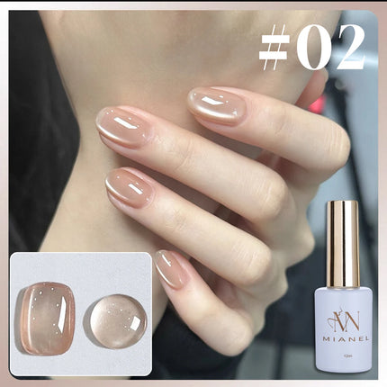 10ML 1-8PCS 2026 New Nude Pink Glass Bead Gel Nail Polish Gold Light Magnet Nude Cat Eye Gel Polish Cute Nails Nail Supplies