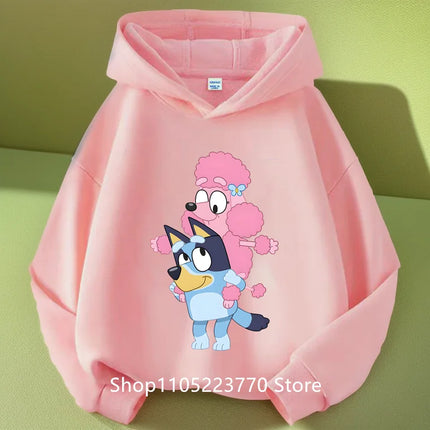 2025 Toddler Bluey Hoodie Rib Cuffs Winter Cartoon Anime Print Cozy Sweatshirt Boys Girls