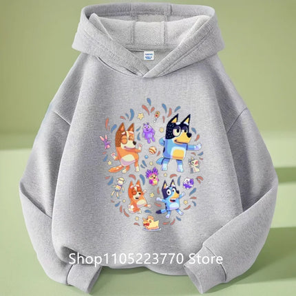 Bluey Kids Hoodie Autumn Winter Cartoon Printed Sweatshirt Cozy Pullover Casual Top for Boys Girls