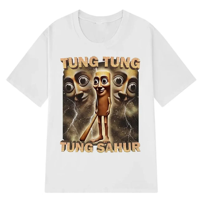 Tung Sahur Graphic Printed T-Shirt Men Summer Casual Loose Fashion Funny Round Neck Short Sleeve Tops Clothing T-shirt Unisex