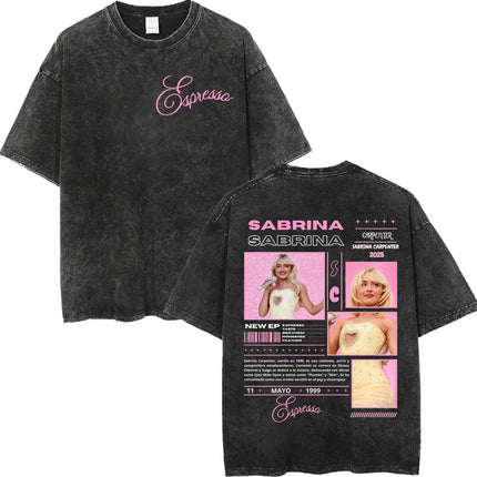 Retro Washed Sabrina Carpenter Merch T-shirt Y2k Fashion Aesthetic Short Sleeved Summer Men's Women's Casual Oversized T-shirt