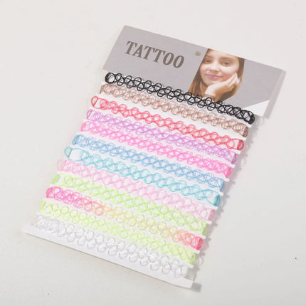 12pcs Hot Sale Vintage Chokers Necklaces For Women Stretch Tattoo Necklaces Elastic Chocker Simple Trendy Girls Short Pendant
