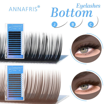 ANNAFRIS Brown Bottom Lower Lashes 567mm Short Sizes Individual Eyelash Extension Natural Synthetic Mink Lower Eyebrow Eyelashes