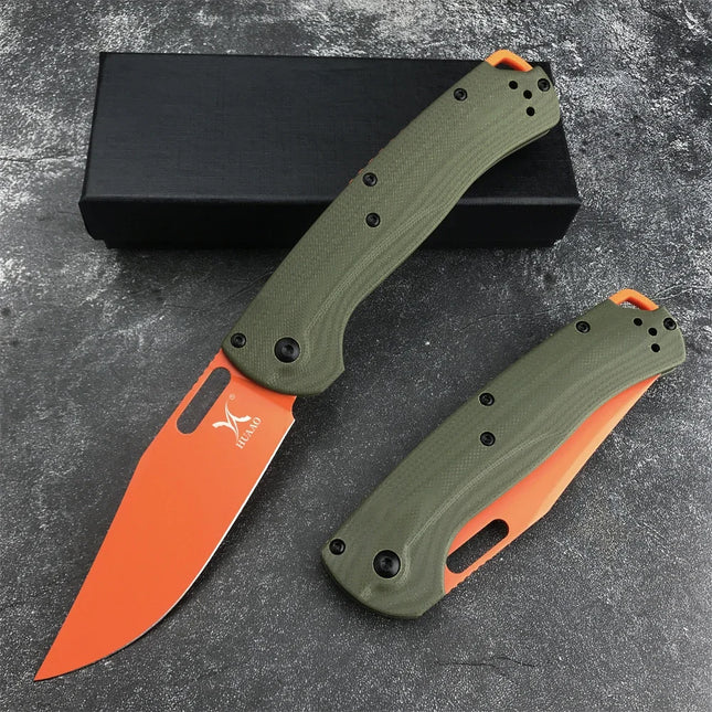 Huaao Pocket Folding Knife High Hardness Blade Satin Finish Blade G10 Material Handle Outdoor Hiking Climbing Practical Tool