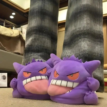 New Gengar Anime Figure Plush Slippers Funny Tongue Out Design Soft Sole Cute Cozy Winter Warm Indoor Couple Home Slippers Toy