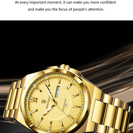 POEDAGAR Luxury Business Men's Watches Stainless Steel Waterproof Luminous Men's Watch Date Week Quartz Original Men's Wristwatches