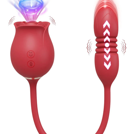Rose-Sucking Sex Toys Dildo Vibrator for Women 3in1 Thrusting G Spot Anal Vibrators Stimulator Female Vibrating Egg Adult Toys
