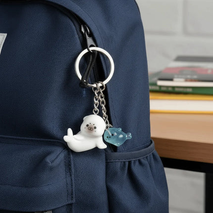 3Pcs 3D Design 3D Luminous Keychain Luminous Feature Resin Material Sea Lion Keychain Simple Design Creative Style