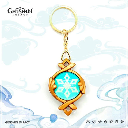 New Teyvat Vision Fontaine Water God Focalors Lyney and Lynette Keychain Luminous 7 Element Eye Of Original God Toy KeyRing