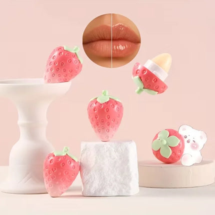 Autumn/Winter Strawberry Temperature-Control Lip Balm, moisturizing, reduces lip lines,Lip care products are suitable for women