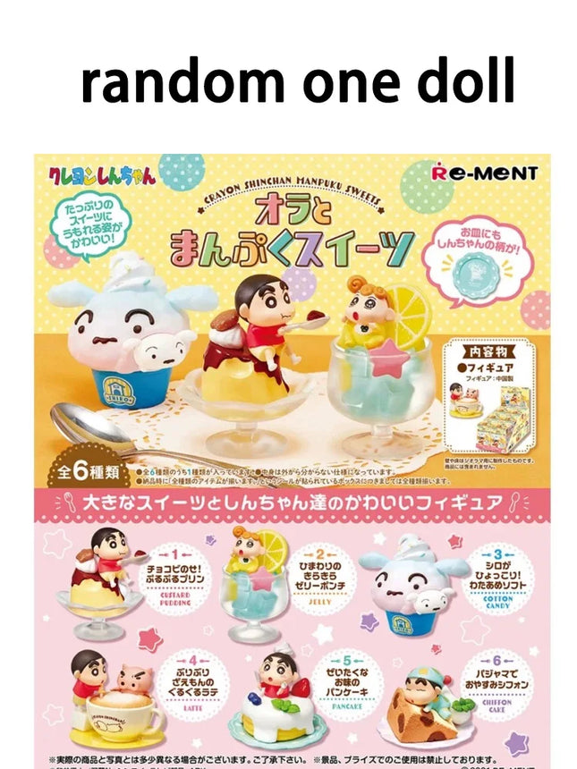 Crayon Shin Chan Figure Shiro Afternoon Bochan Tea Dim Sum Model Desktop Ornament Blind Box Toy