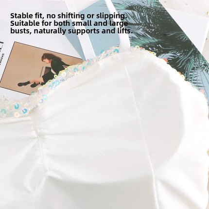Small Sequin Ball One-Piece Fixed Vest Wrap Chest Base Layer Brtte for Girls Summer Outing ort High Elastic Polye...