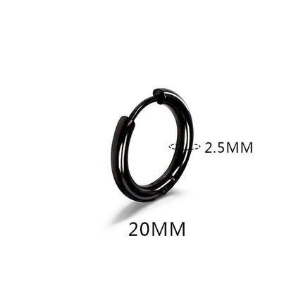 LATS 2024 New Simple Stainless Steel Small Hoop Earrings for Women Men 8mm To 20mm Round Cartilage Ear Piercing Fashion Jewelry