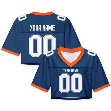 Custom American Football Jersey Crop Top for Women & Girls Plain Sporty Cropped Shirt Personalized Name Number Jerseys Fans Gift